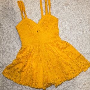 Material Girl Yellow Lace Playsuit Romper